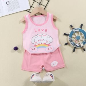 Baby Cotton Set – Sleeveless Vest & Shorts Outfit